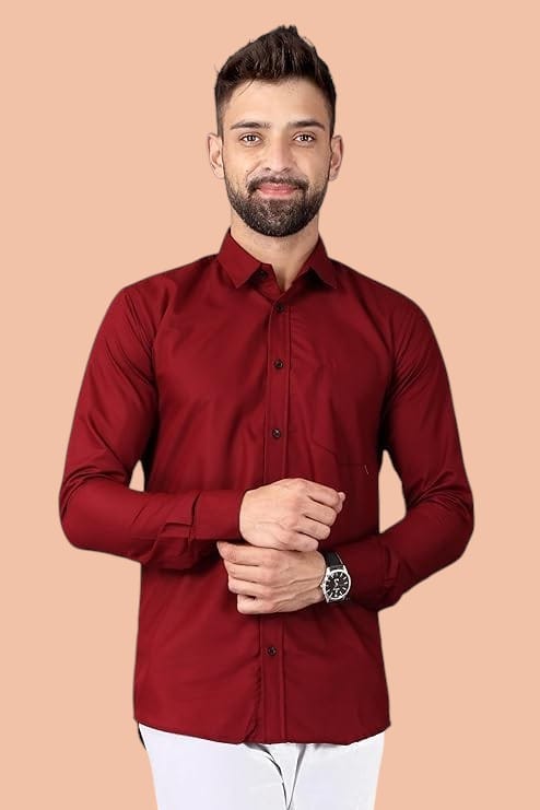 Classic Maroon Full-Sleeve Formal Shirt for Men